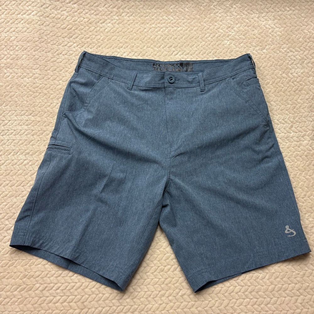 Hook & Tackle Fishing Shorts Mens 34 Blue Performance Hybrid Outdoor